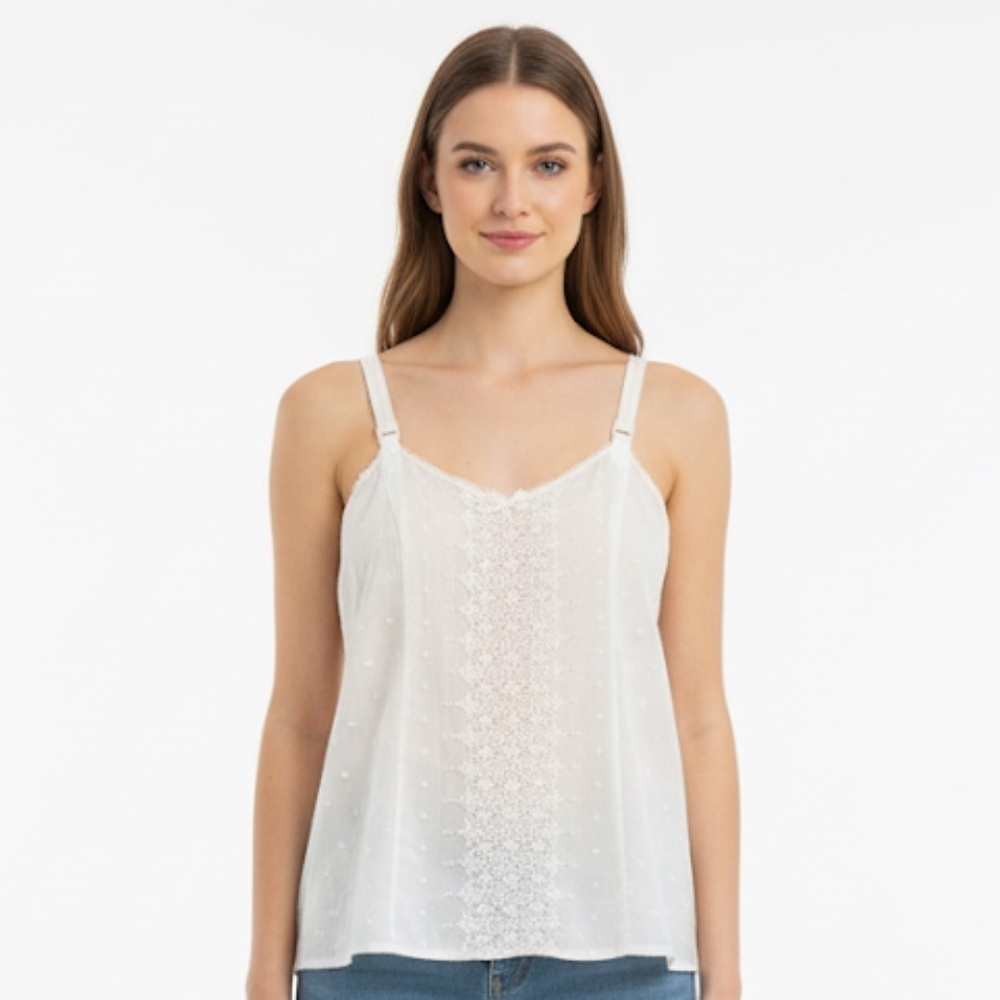 Sears vintage White Lace delicate Detail Top size small